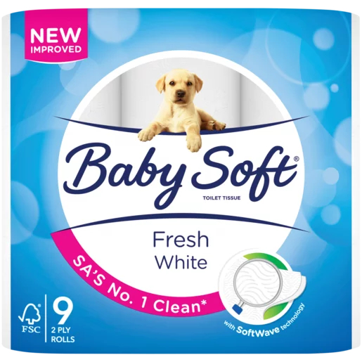 Toilet Roll 2 Ply White 9 Pack Babysoft